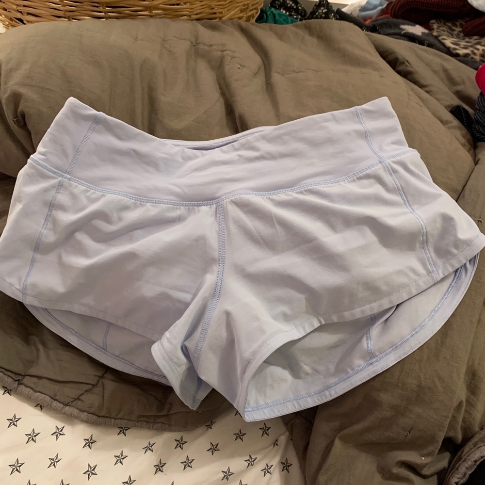 Light blue lululemon speed up shorts